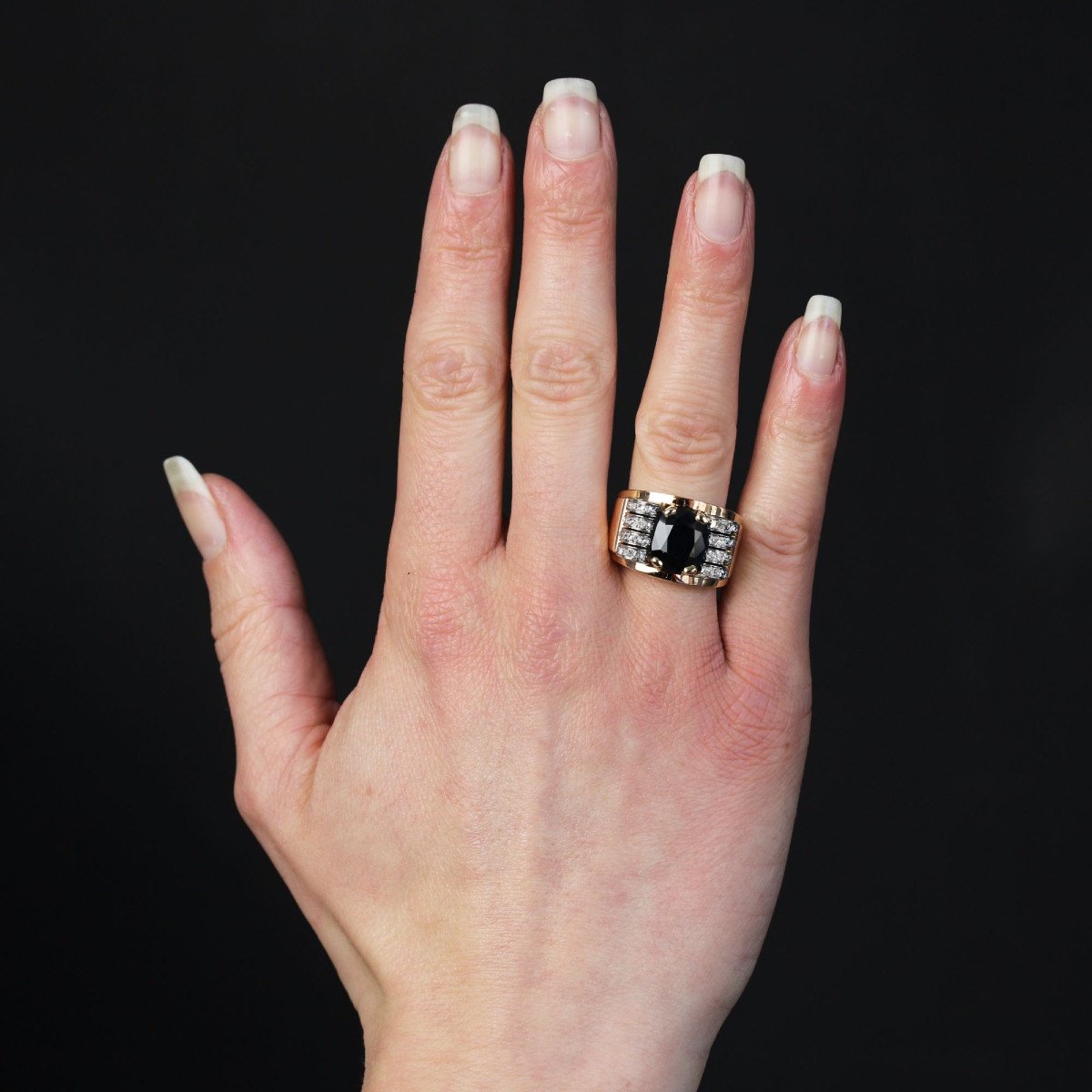 Bague Tank Saphir Et Diamants-photo-2