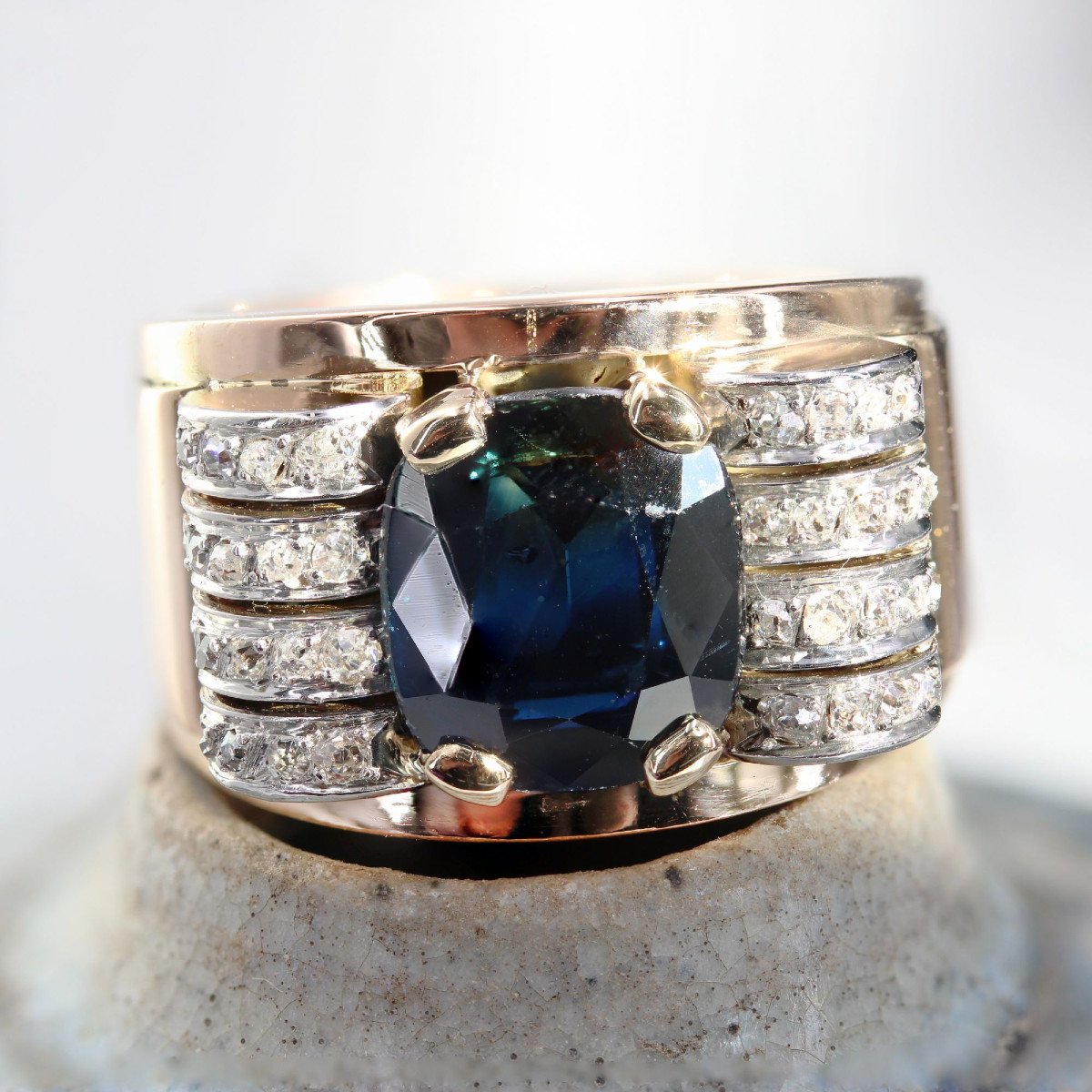Bague Tank Saphir Et Diamants-photo-3