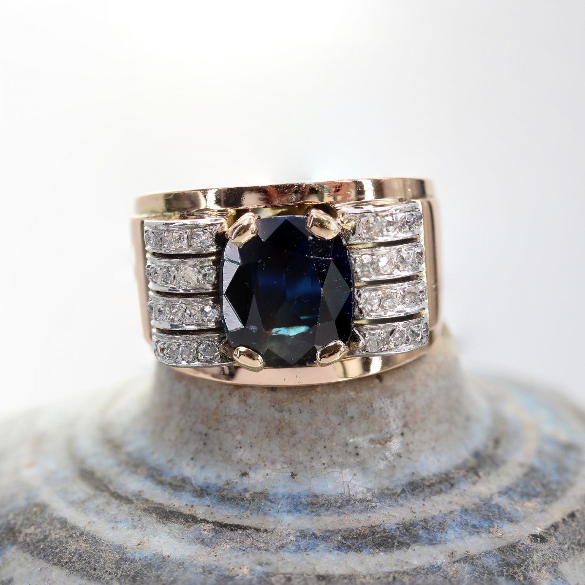 Bague Tank Saphir Et Diamants-photo-1