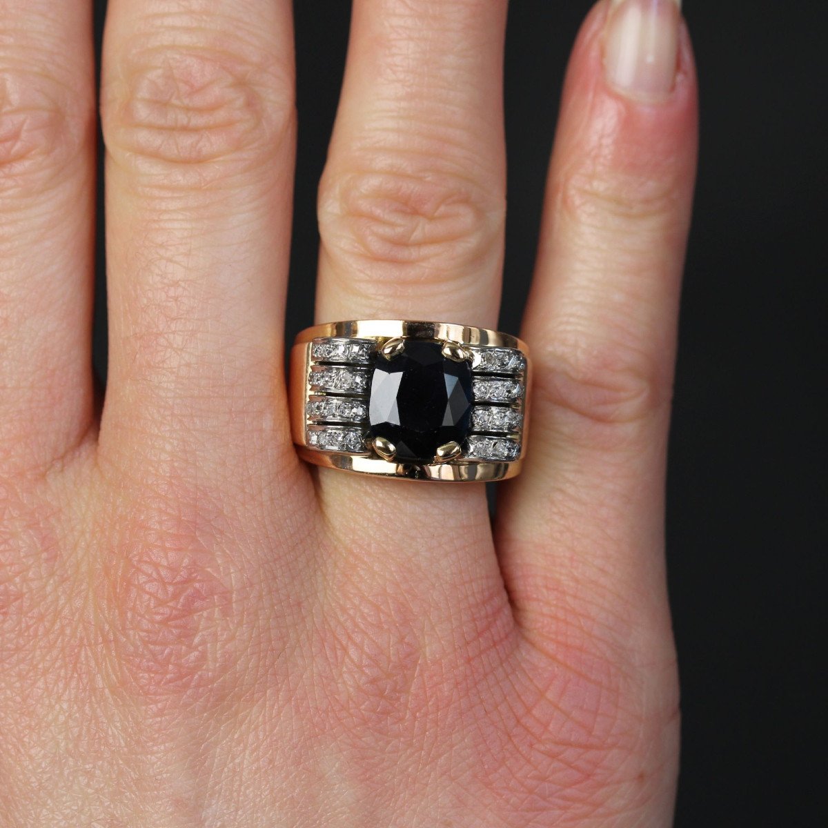 Bague Tank Saphir Et Diamants-photo-2