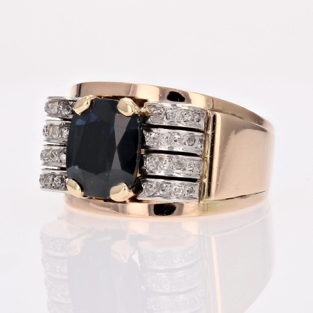 Bague Tank Saphir Et Diamants-photo-5