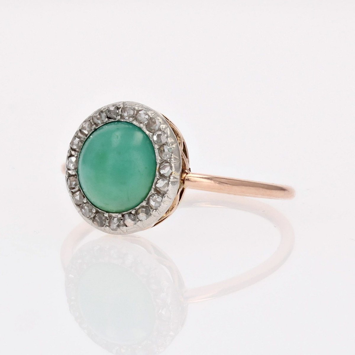 Bague Ancienne Ronde Turquoise Et Diamants-photo-5