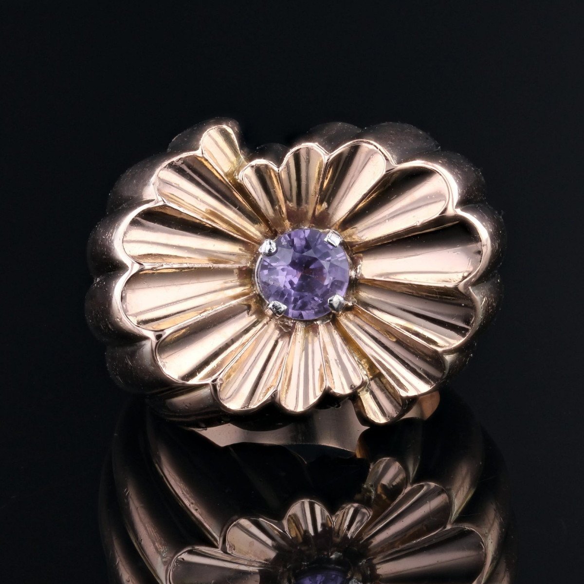 Purple Sapphire Godronnée Tank Ring-photo-1