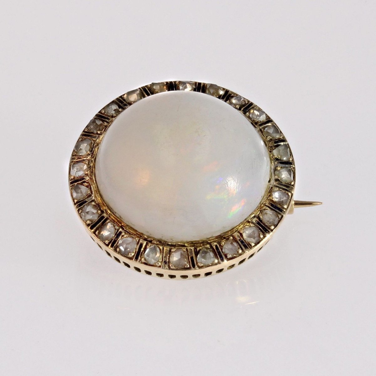 Opal Brooch Diamonds Black Enamel-photo-4