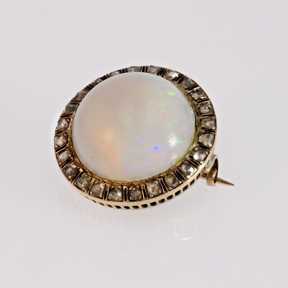 Opal Brooch Diamonds Black Enamel-photo-3