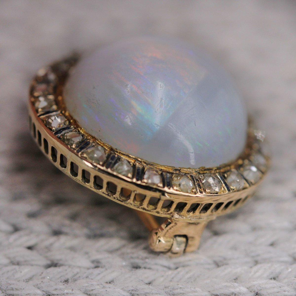 Opal Brooch Diamonds Black Enamel-photo-6