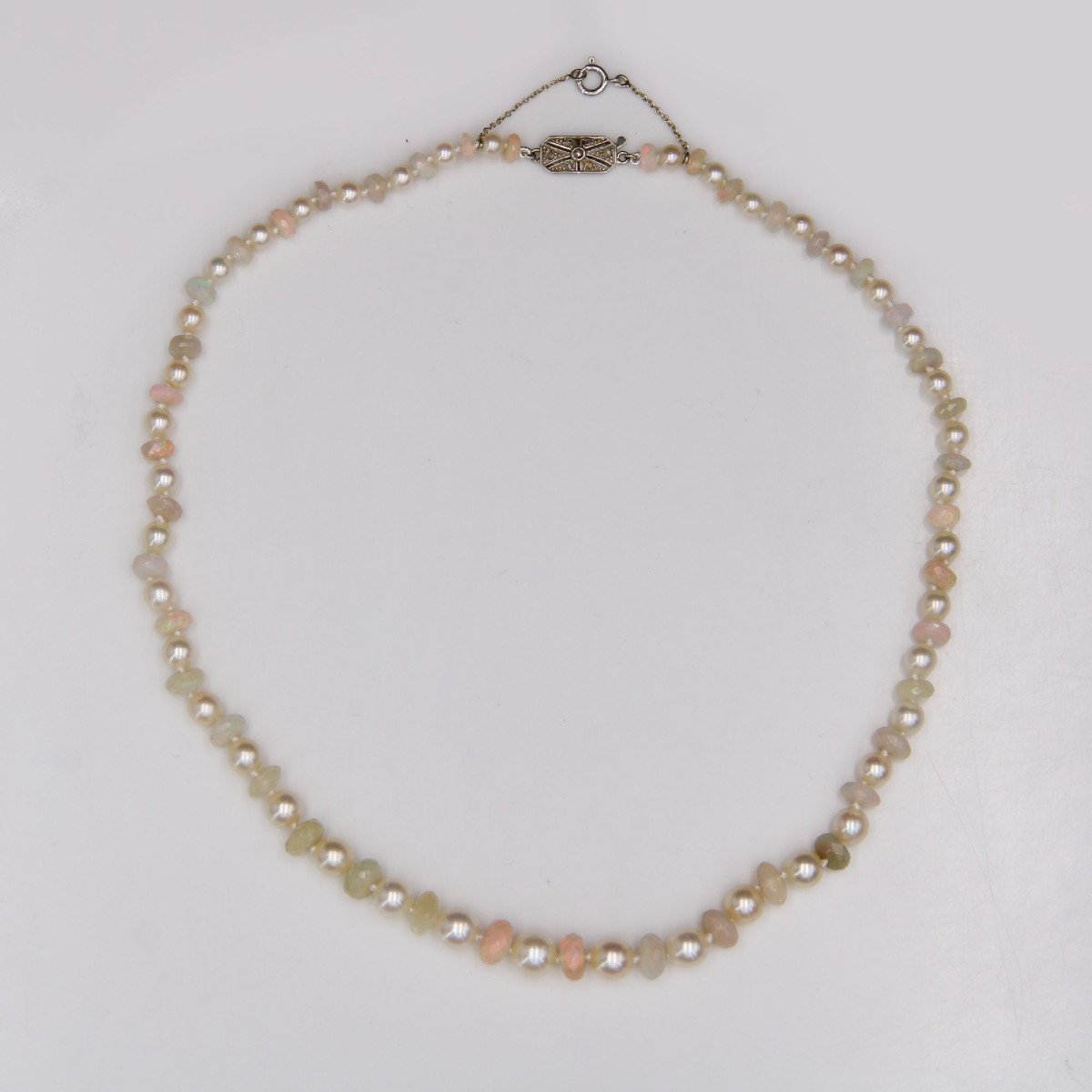 Collier Perles De Culture Et Perles d'Opales Facetté-photo-4