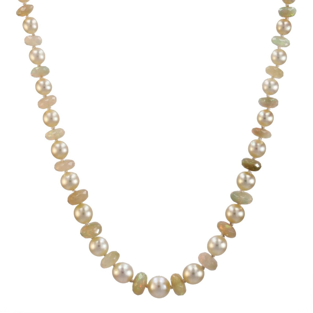Collier Perles De Culture Et Perles d'Opales Facetté