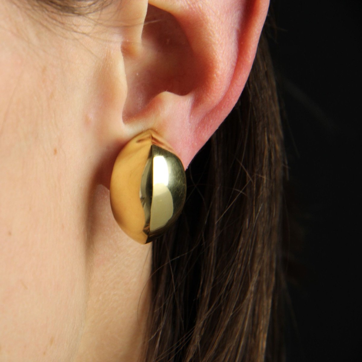 Domed Yellow Gold Earrings-photo-2
