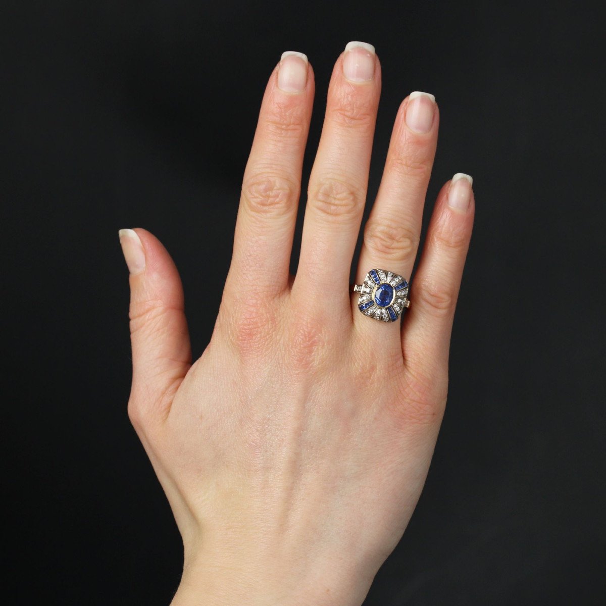 Cushion Sapphire Diamond Ring-photo-2