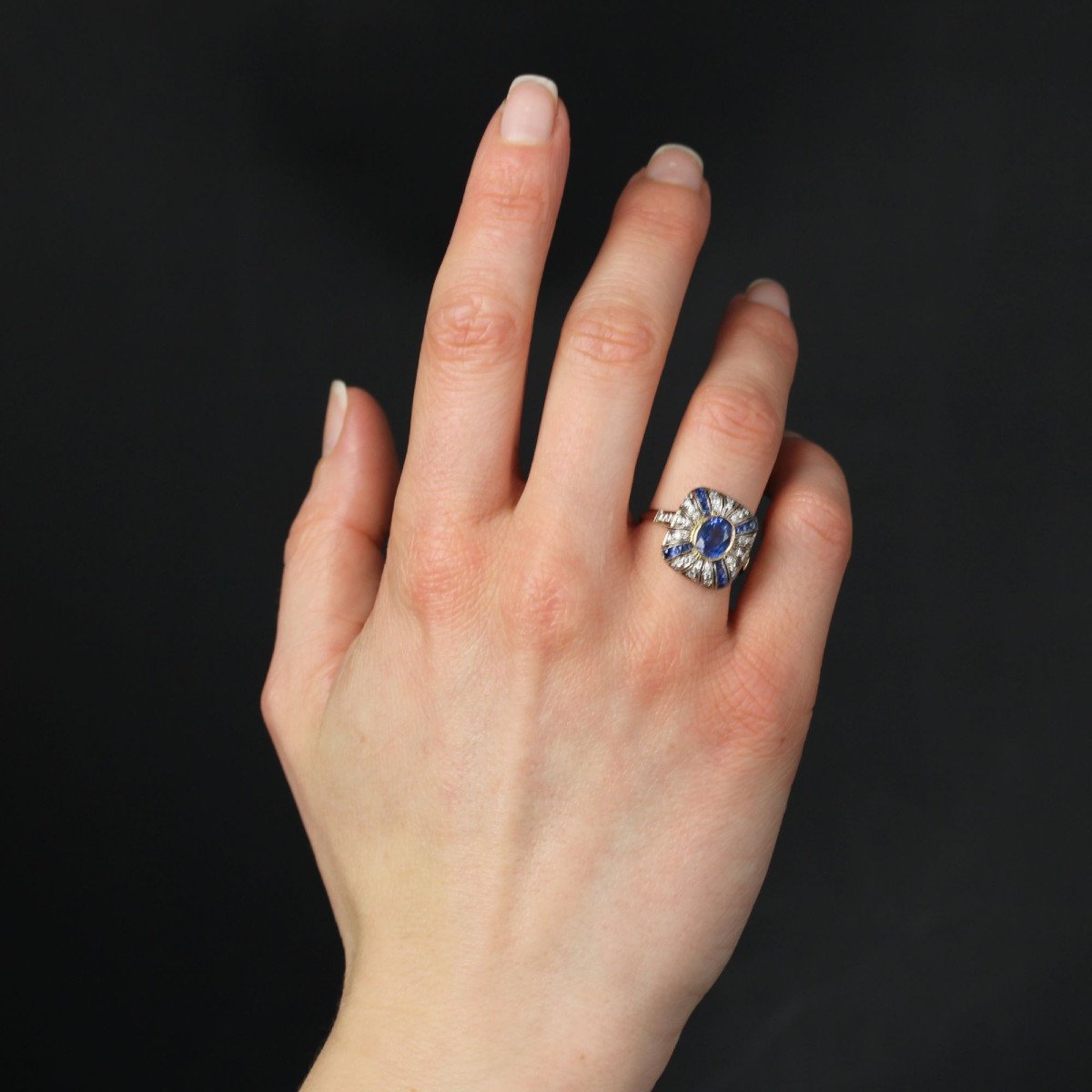 Cushion Sapphire Diamond Ring-photo-4