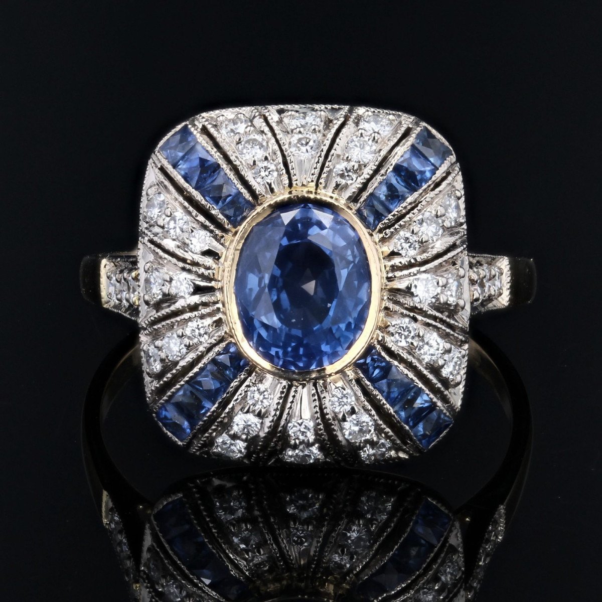 Cushion Sapphire Diamond Ring-photo-1