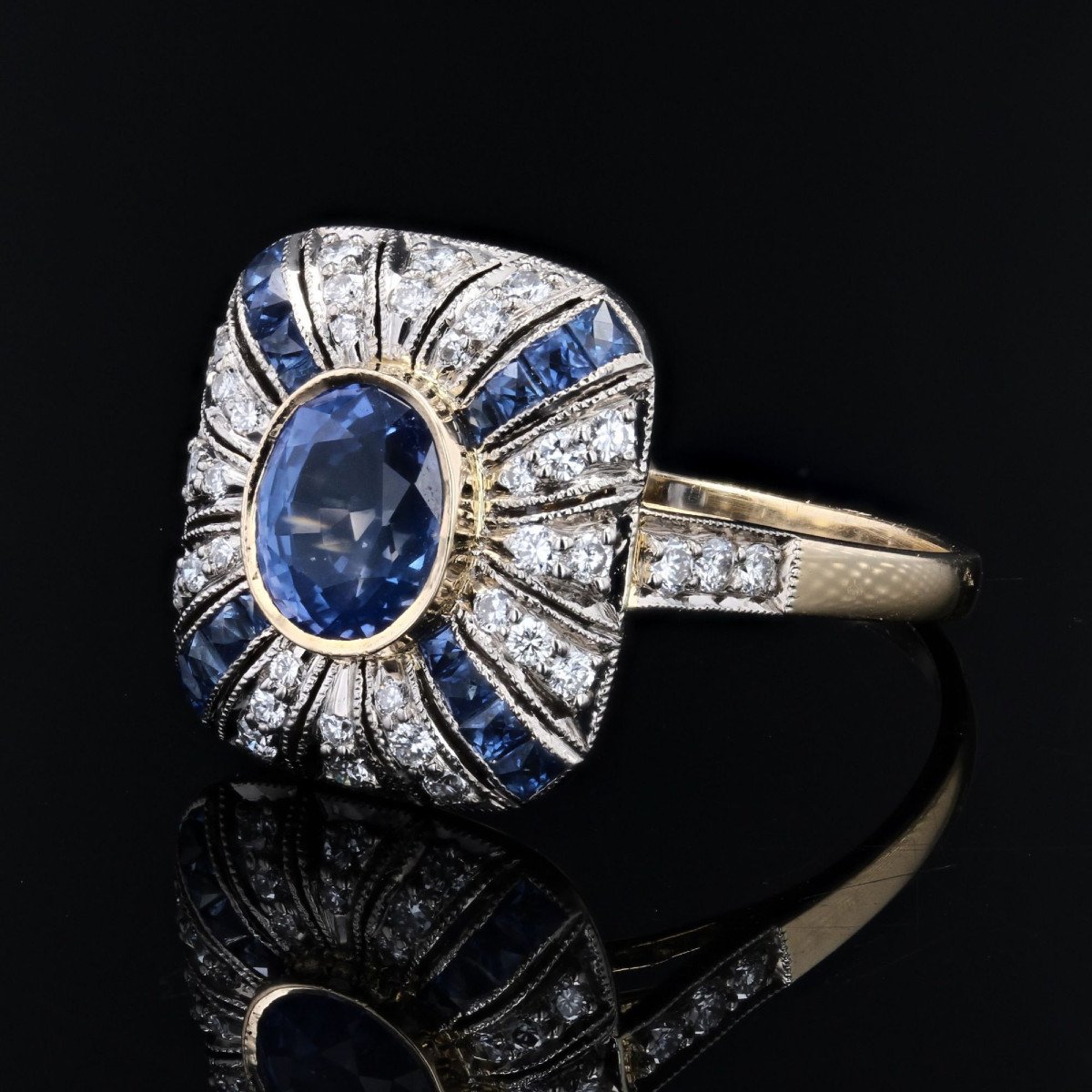 Cushion Sapphire Diamond Ring-photo-2
