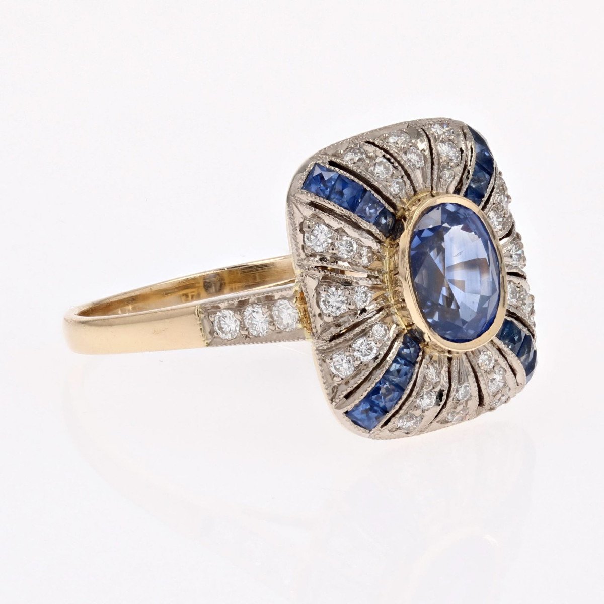 Cushion Sapphire Diamond Ring-photo-6