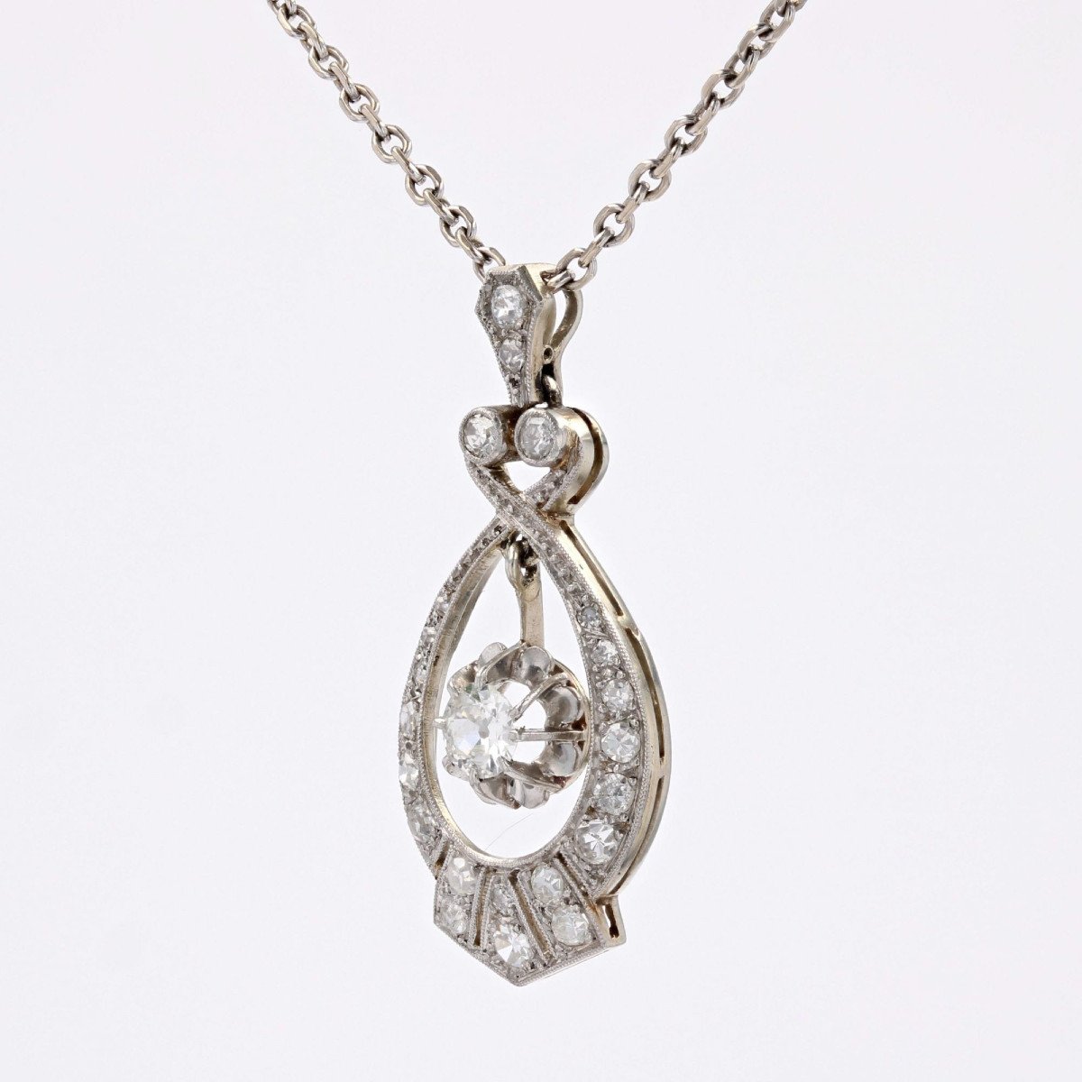 Old Art Deco Diamond Pendant-photo-4
