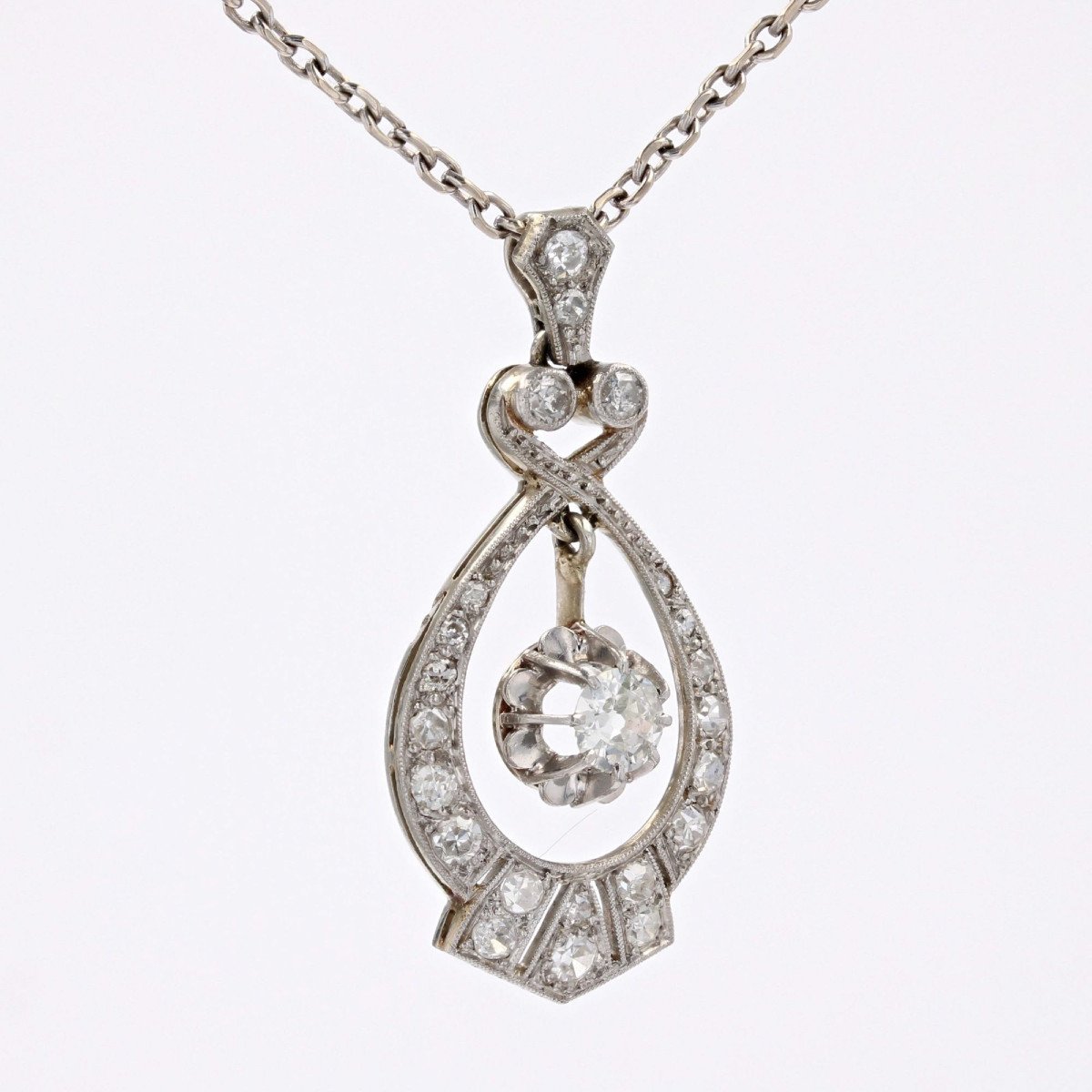 Old Art Deco Diamond Pendant-photo-2