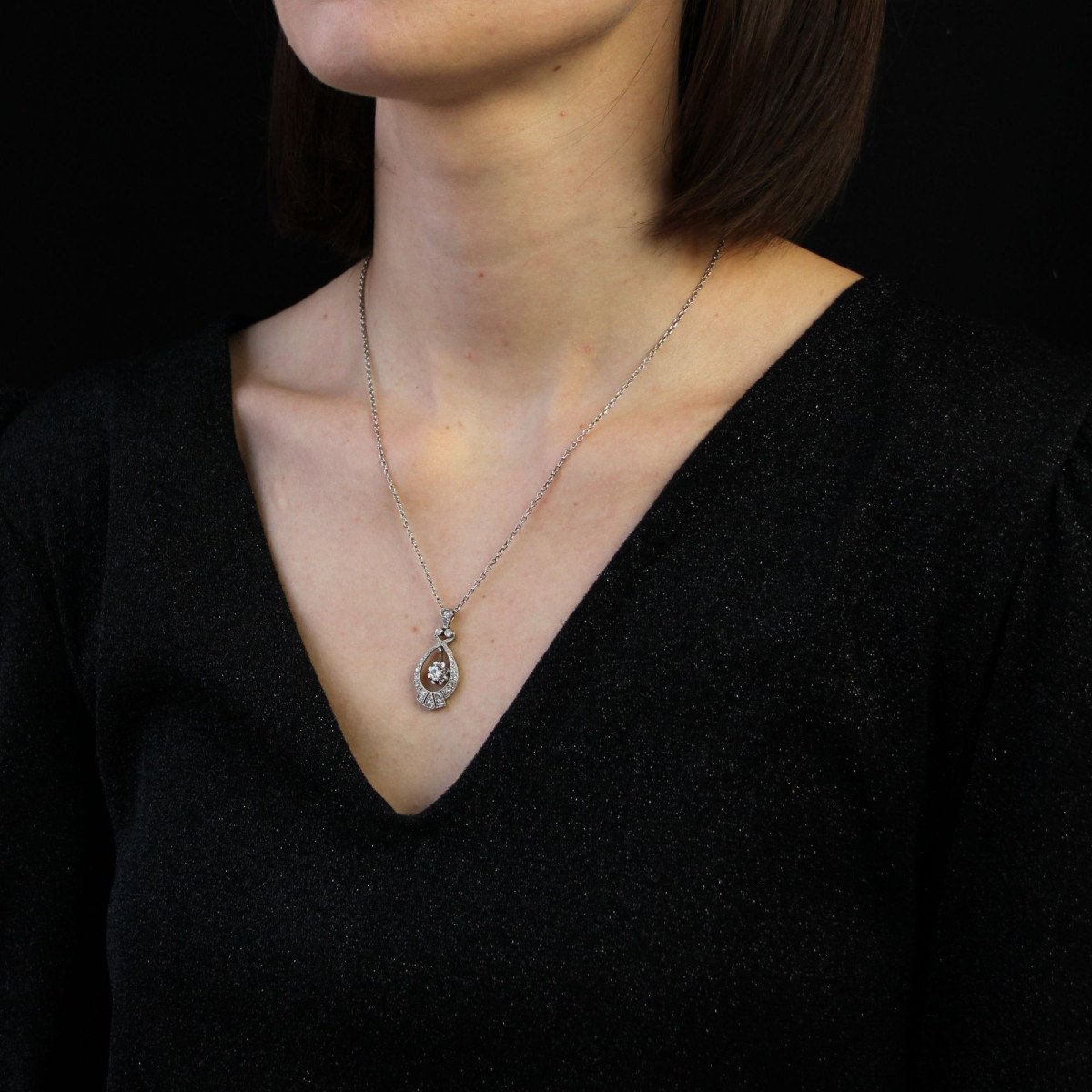 Old Art Deco Diamond Pendant-photo-3