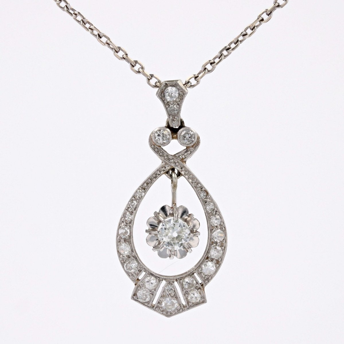 Old Art Deco Diamond Pendant-photo-5