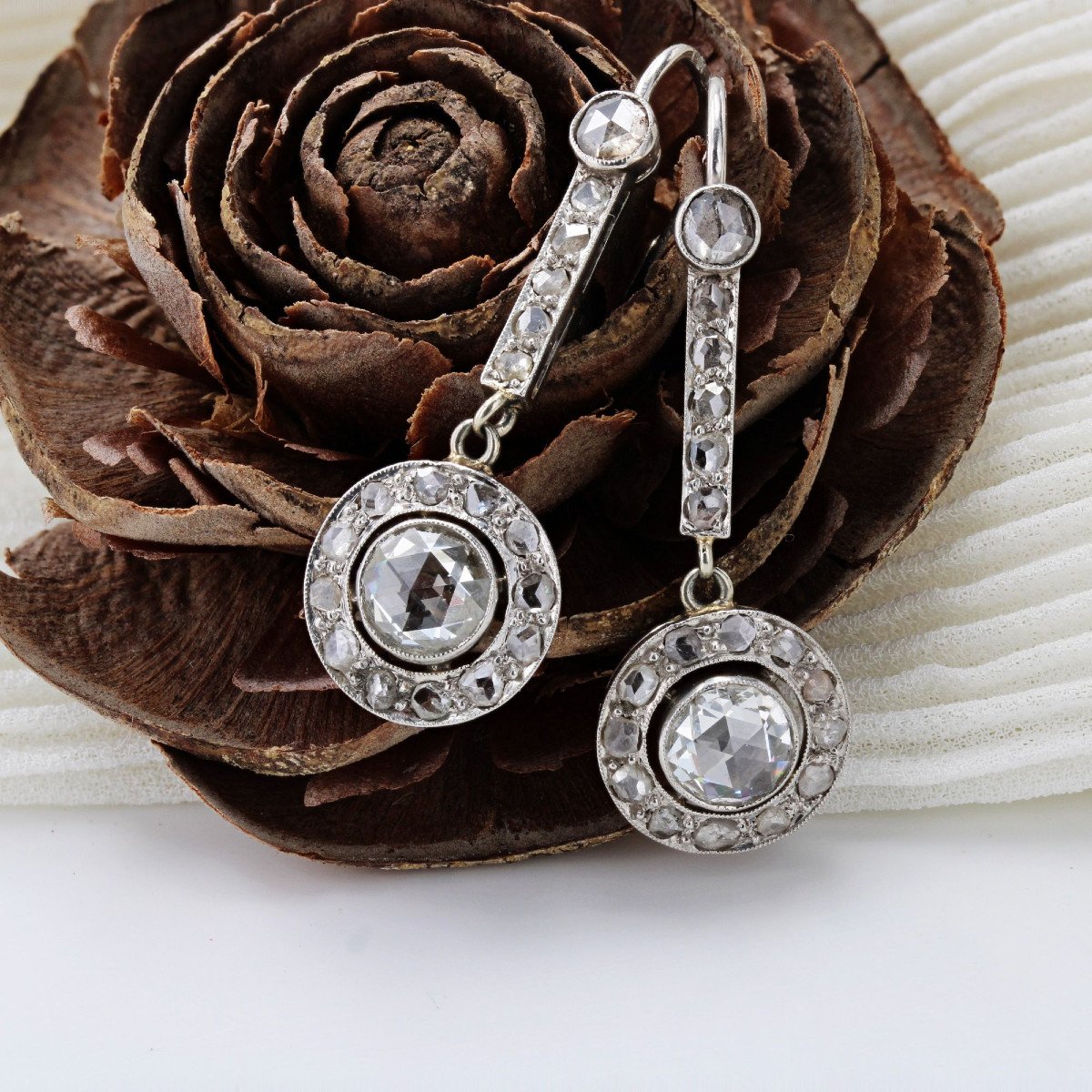 Antique Rose Cut Diamond Earrings-photo-3