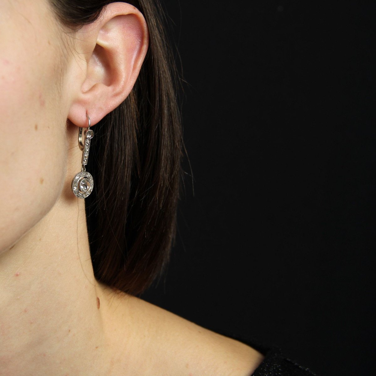 Antique Rose Cut Diamond Earrings-photo-5
