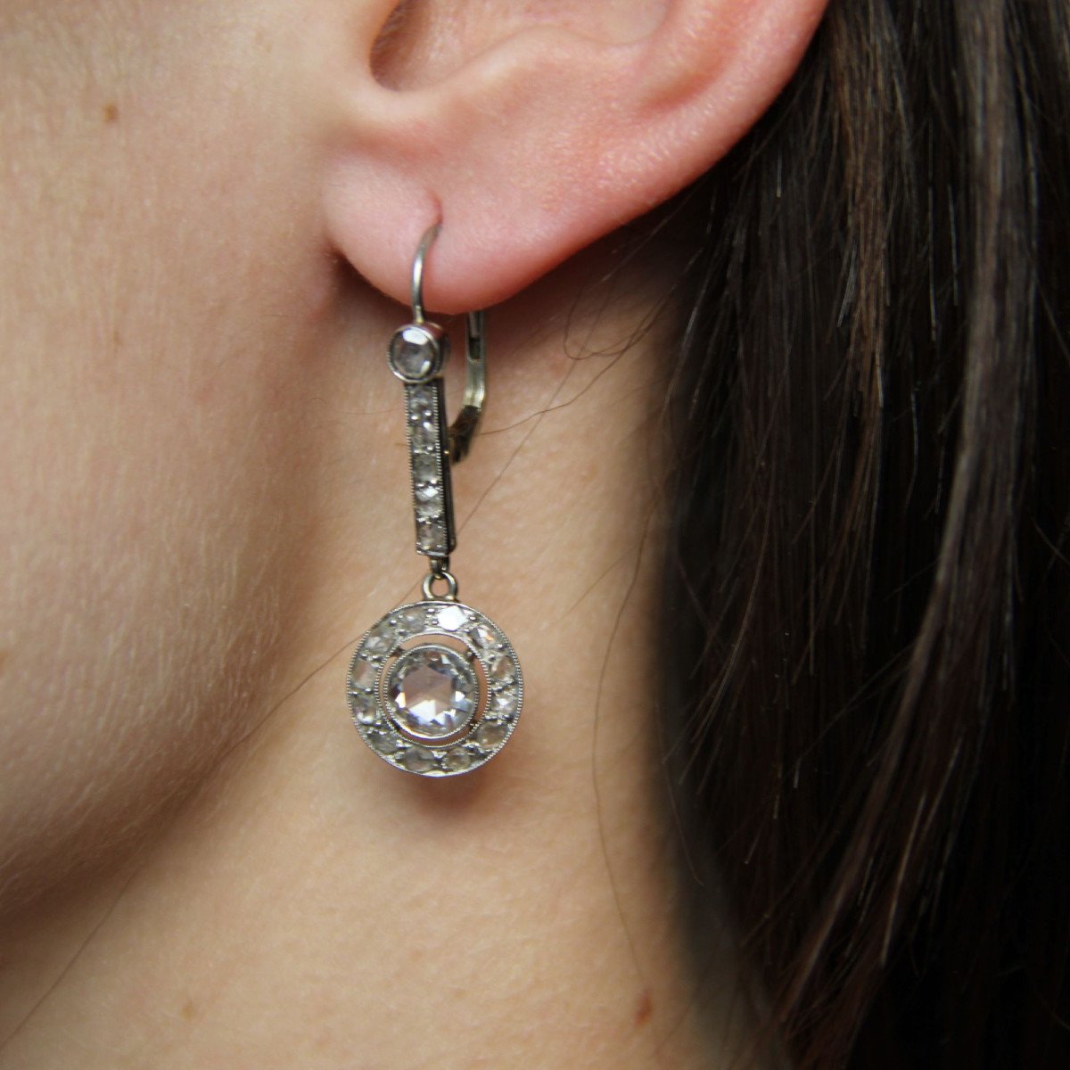 Antique Rose Cut Diamond Earrings-photo-6