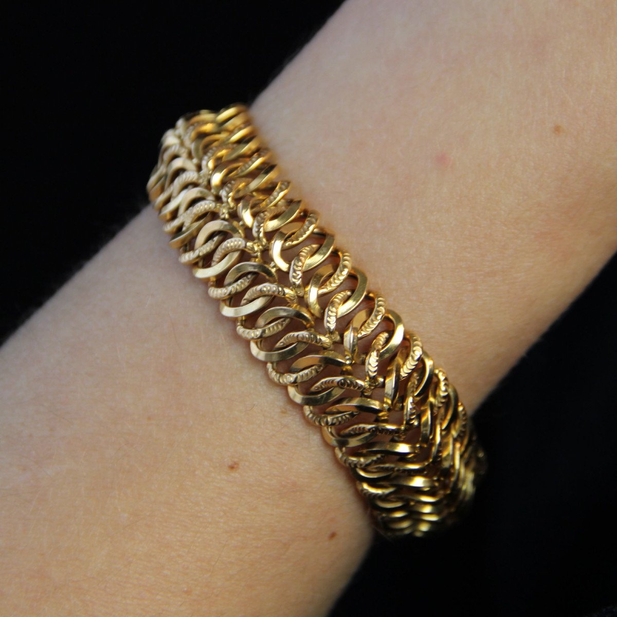 Bracelet Or Jaune Vintage Ajouré-photo-2