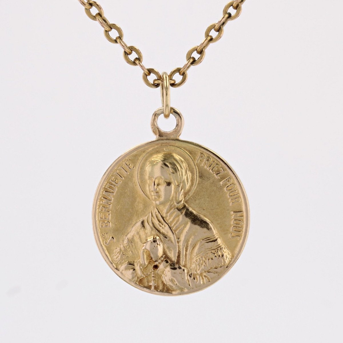 Médaille Sainte Bernadette Or Jaune-photo-3