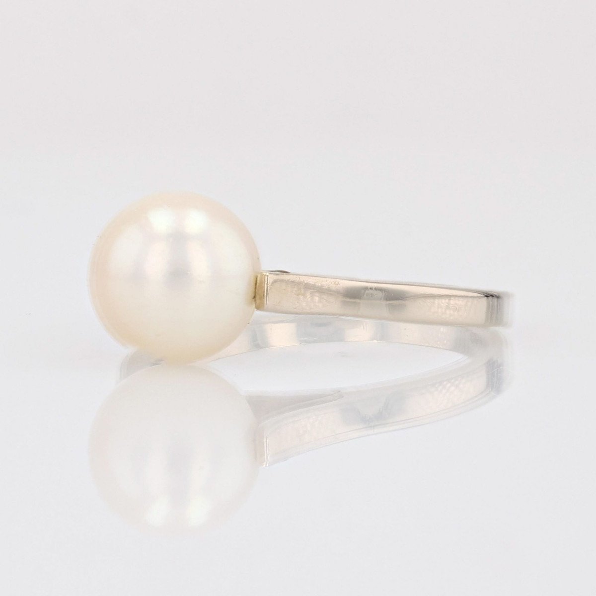 Solitaire Or Blanc Perle De Culture-photo-3