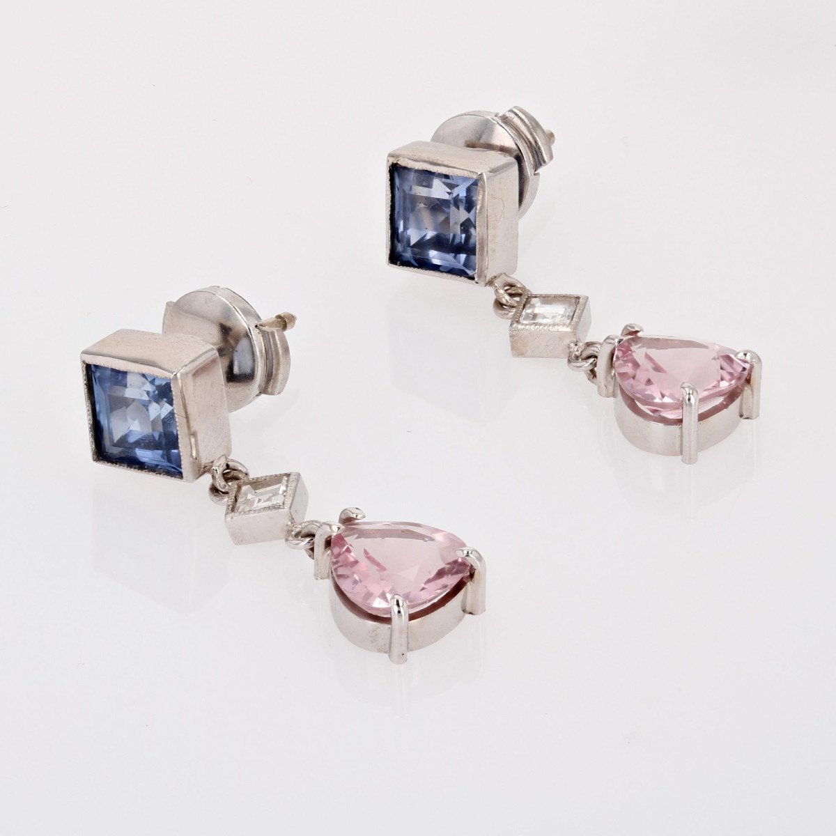 Sapphire, Diamond And Morganite Earrings-photo-4