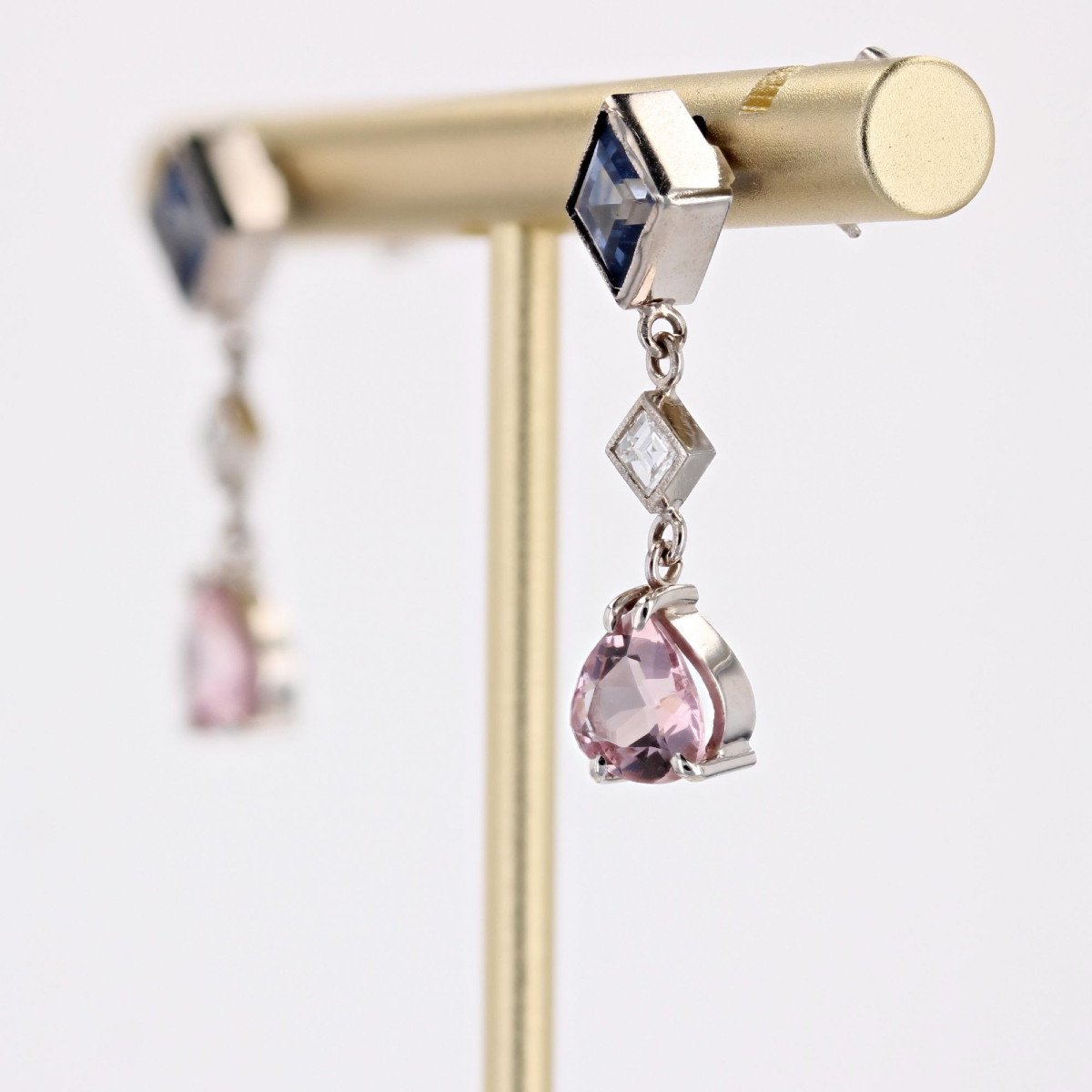 Sapphire, Diamond And Morganite Earrings-photo-1