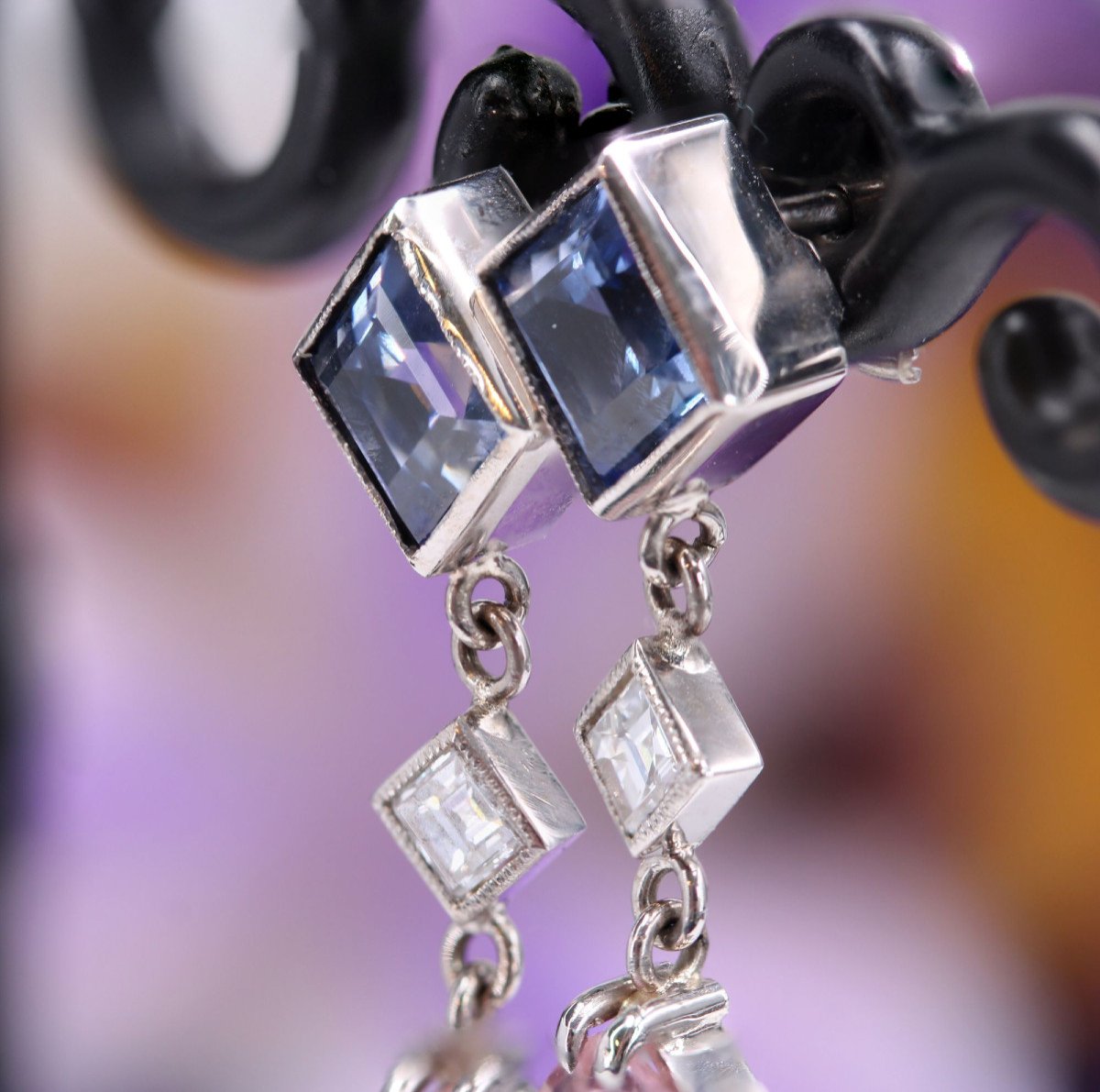 Sapphire, Diamond And Morganite Earrings-photo-4