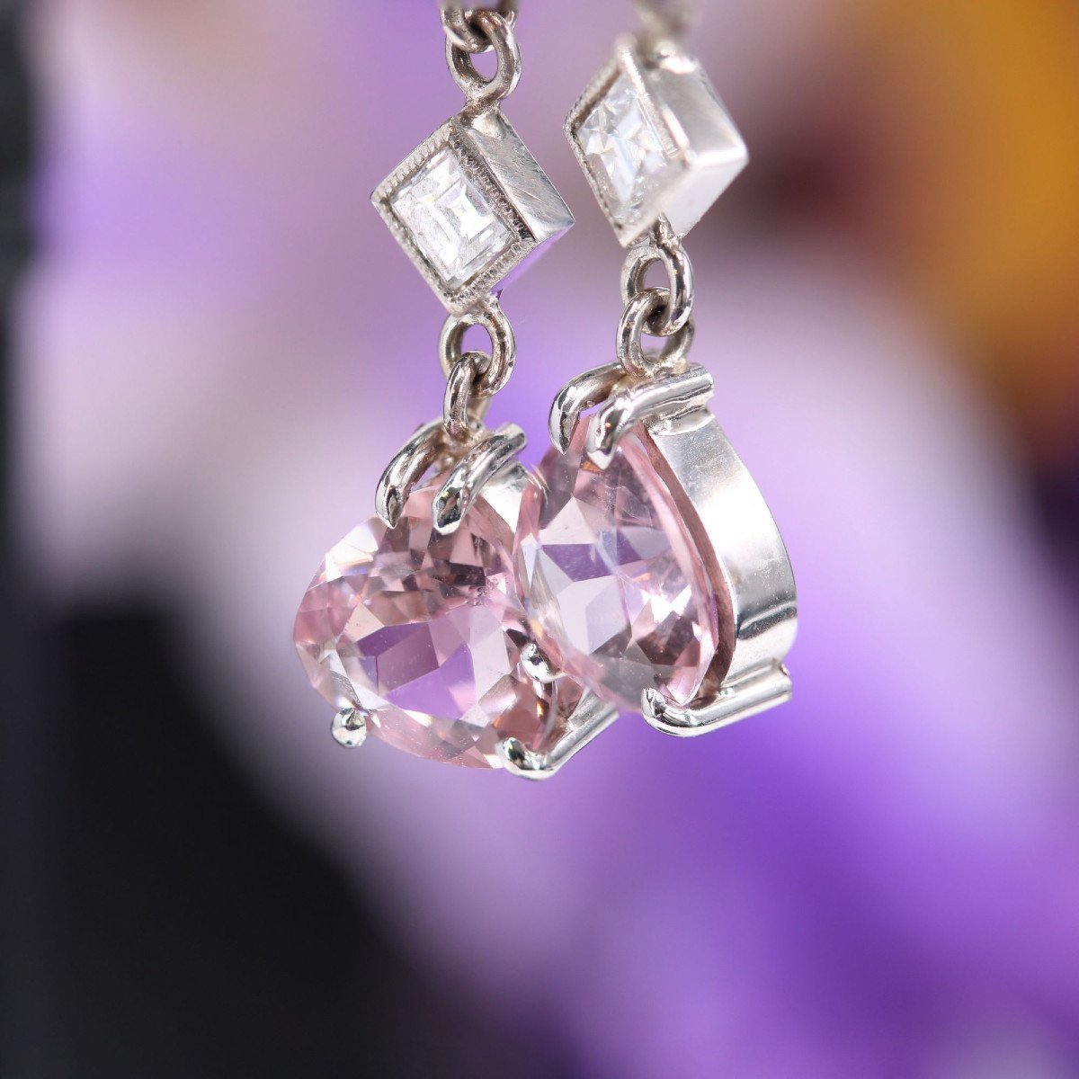 Sapphire, Diamond And Morganite Earrings-photo-5
