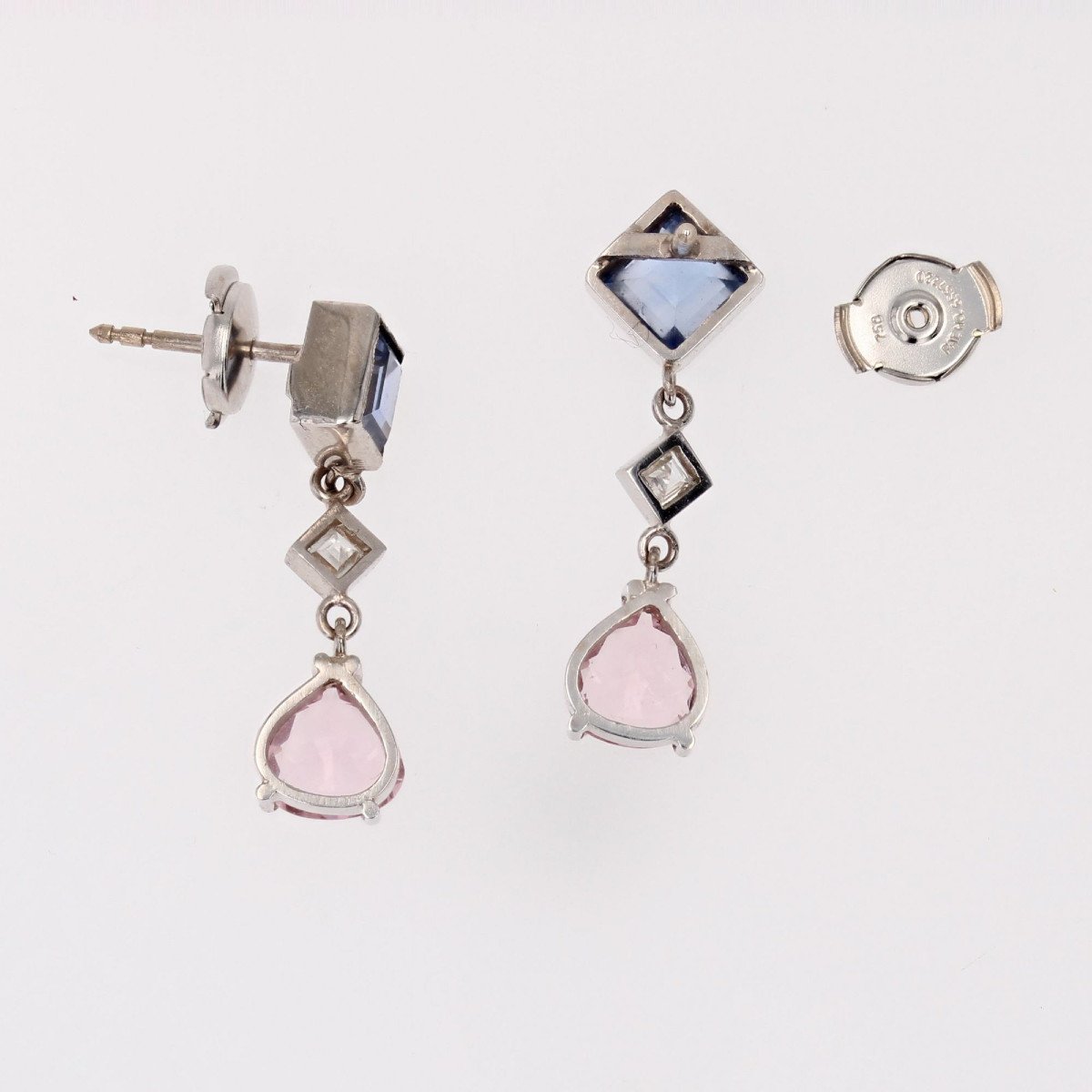 Sapphire, Diamond And Morganite Earrings-photo-6