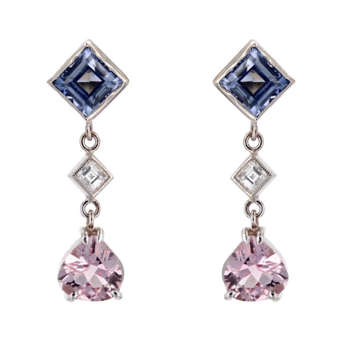 Sapphire, Diamond And Morganite Earrings