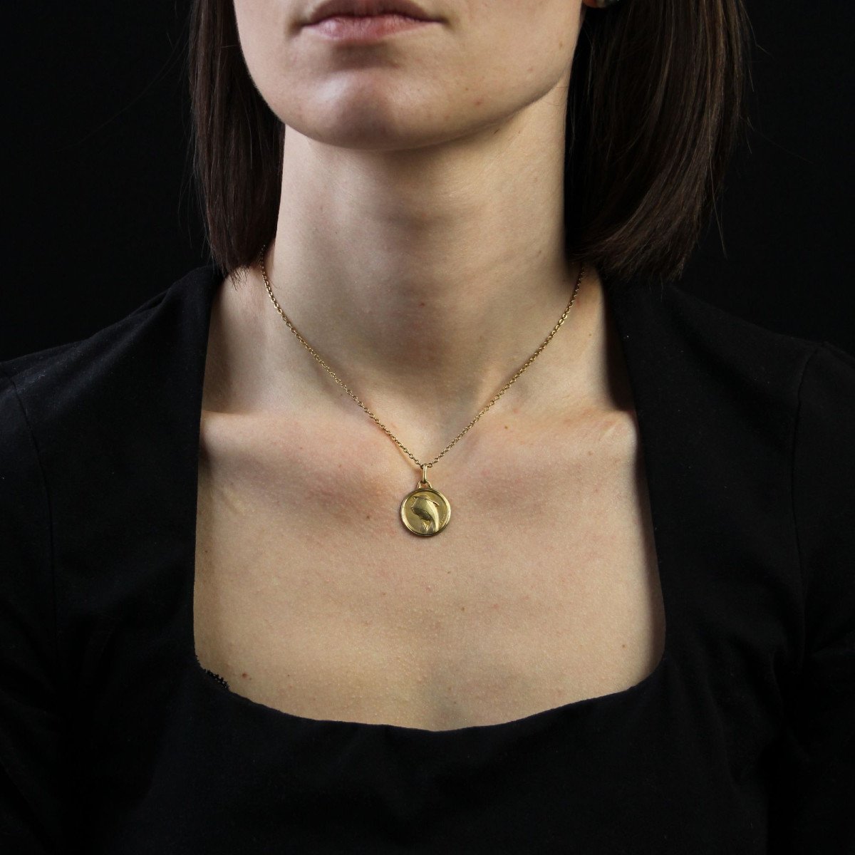 Médaille Vierge Marie Or Jaune Signée Augis-photo-2