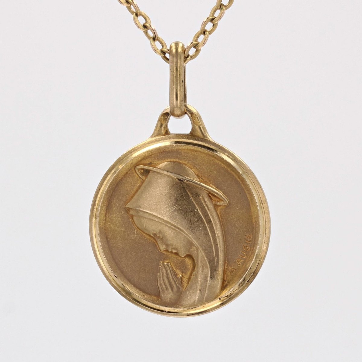 Médaille Vierge Marie Or Jaune Signée Augis-photo-4