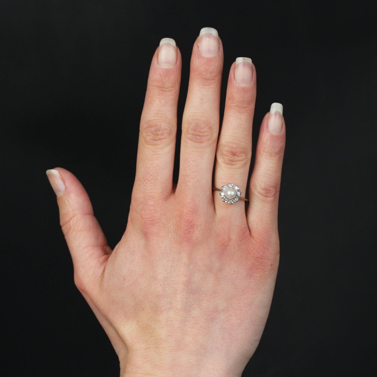 Marguerite Pearl And Diamond Ring-photo-2