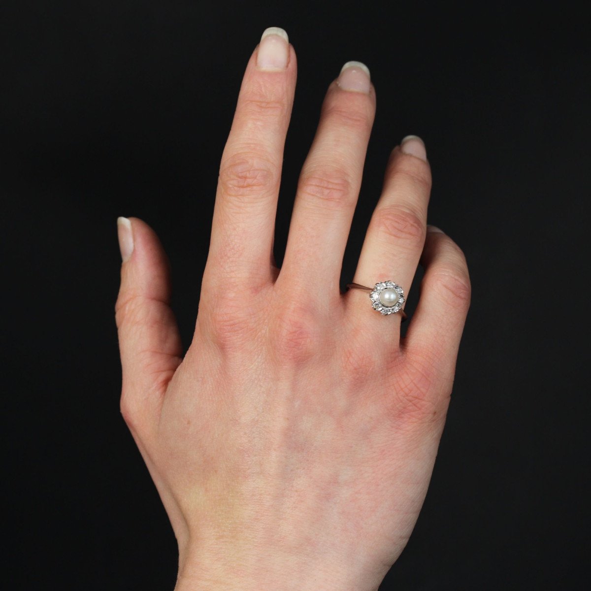 Marguerite Pearl And Diamond Ring-photo-4