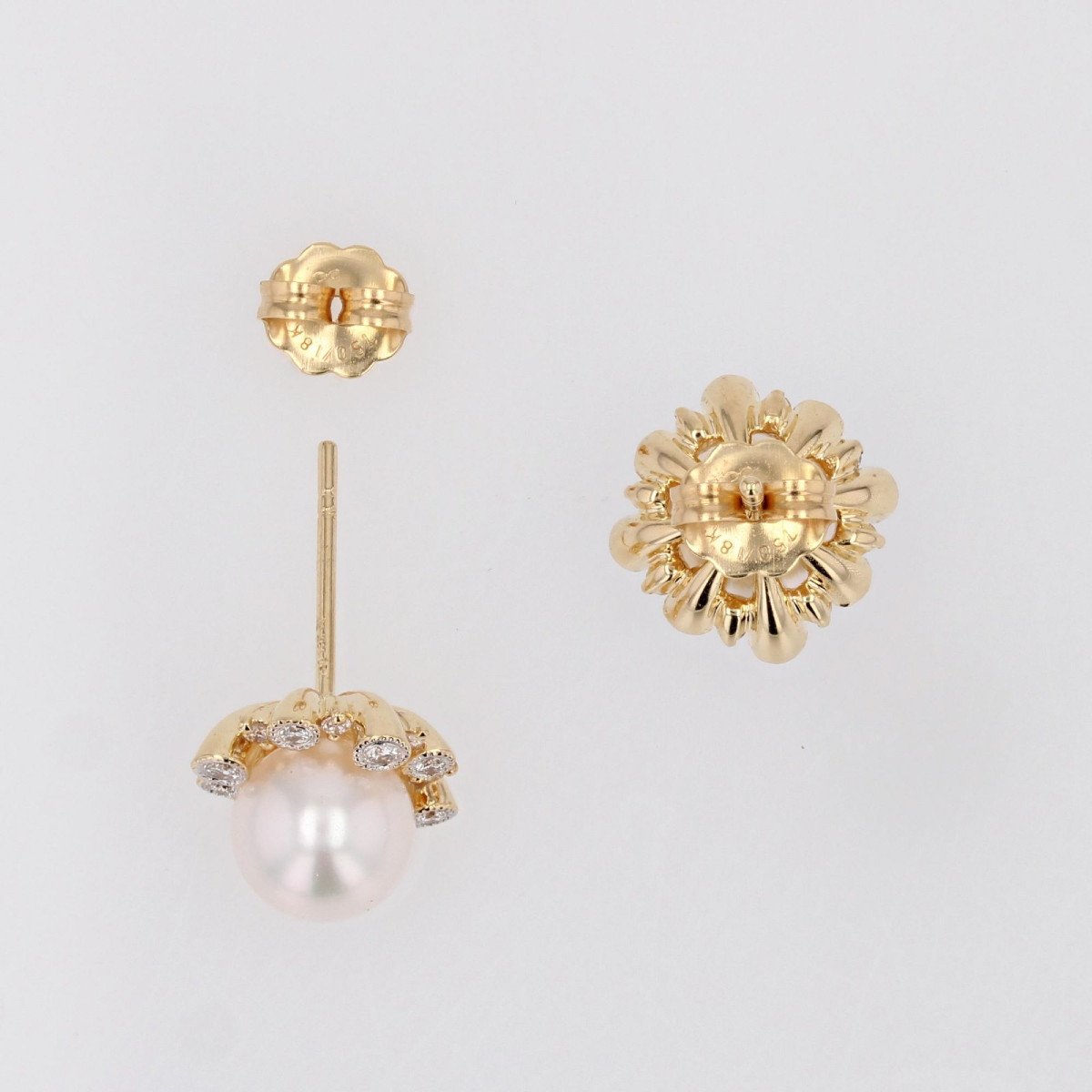 Akoya Pearl Diamond Earrings Yellow Gold-photo-6