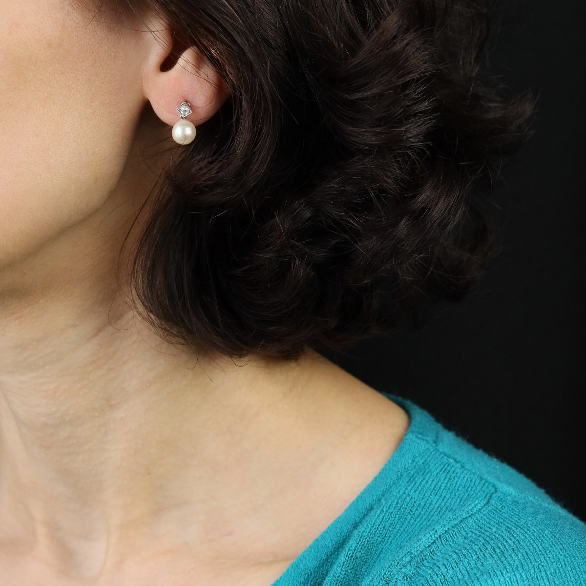Antique Diamond Pearl Earrings-photo-4