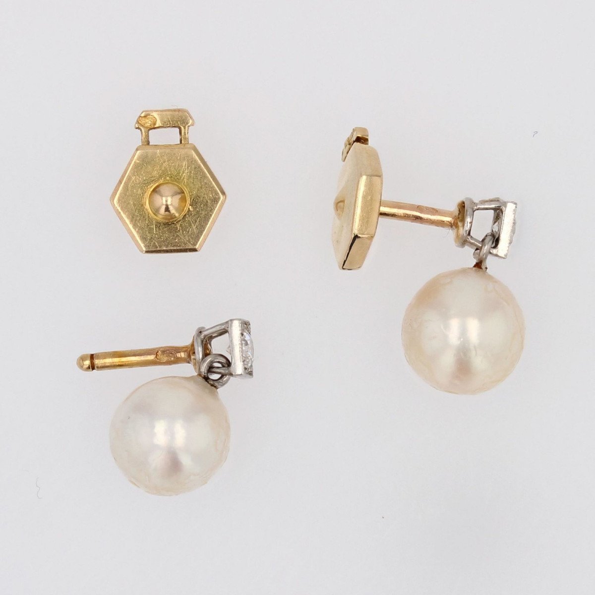 Antique Diamond Pearl Earrings-photo-4