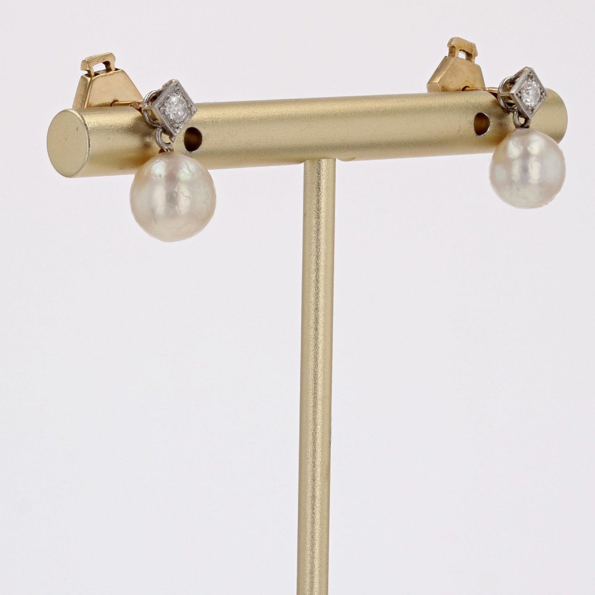 Antique Diamond Pearl Earrings-photo-2