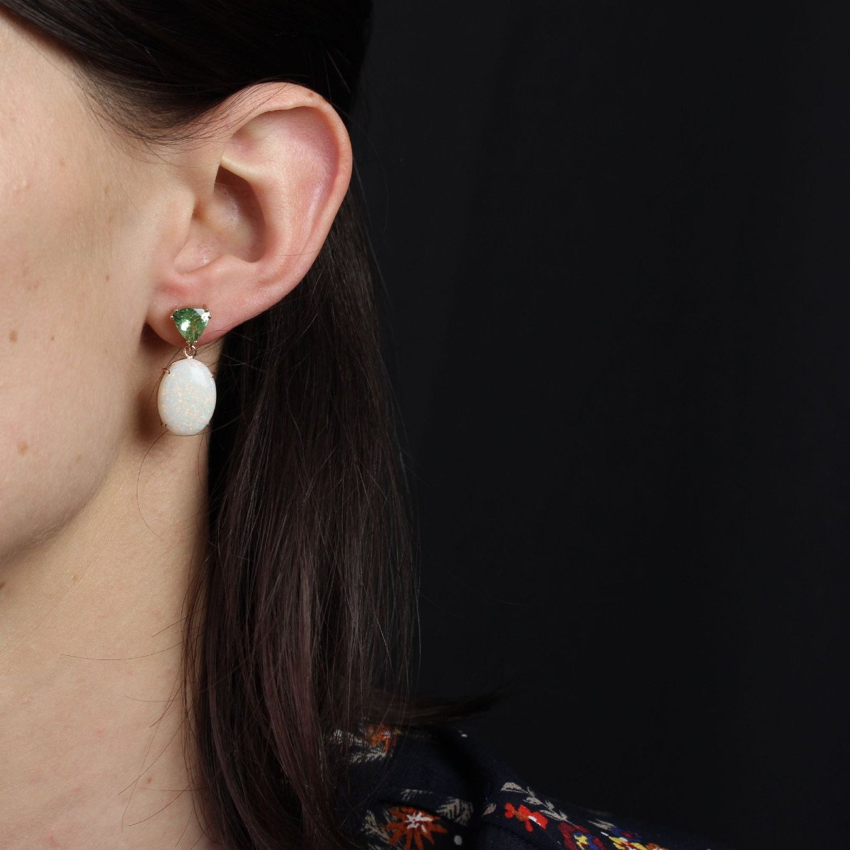 Mint Garnet And Australian Opal Earrings-photo-2