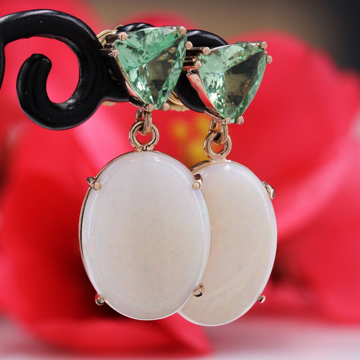 Mint Garnet And Australian Opal Earrings-photo-3