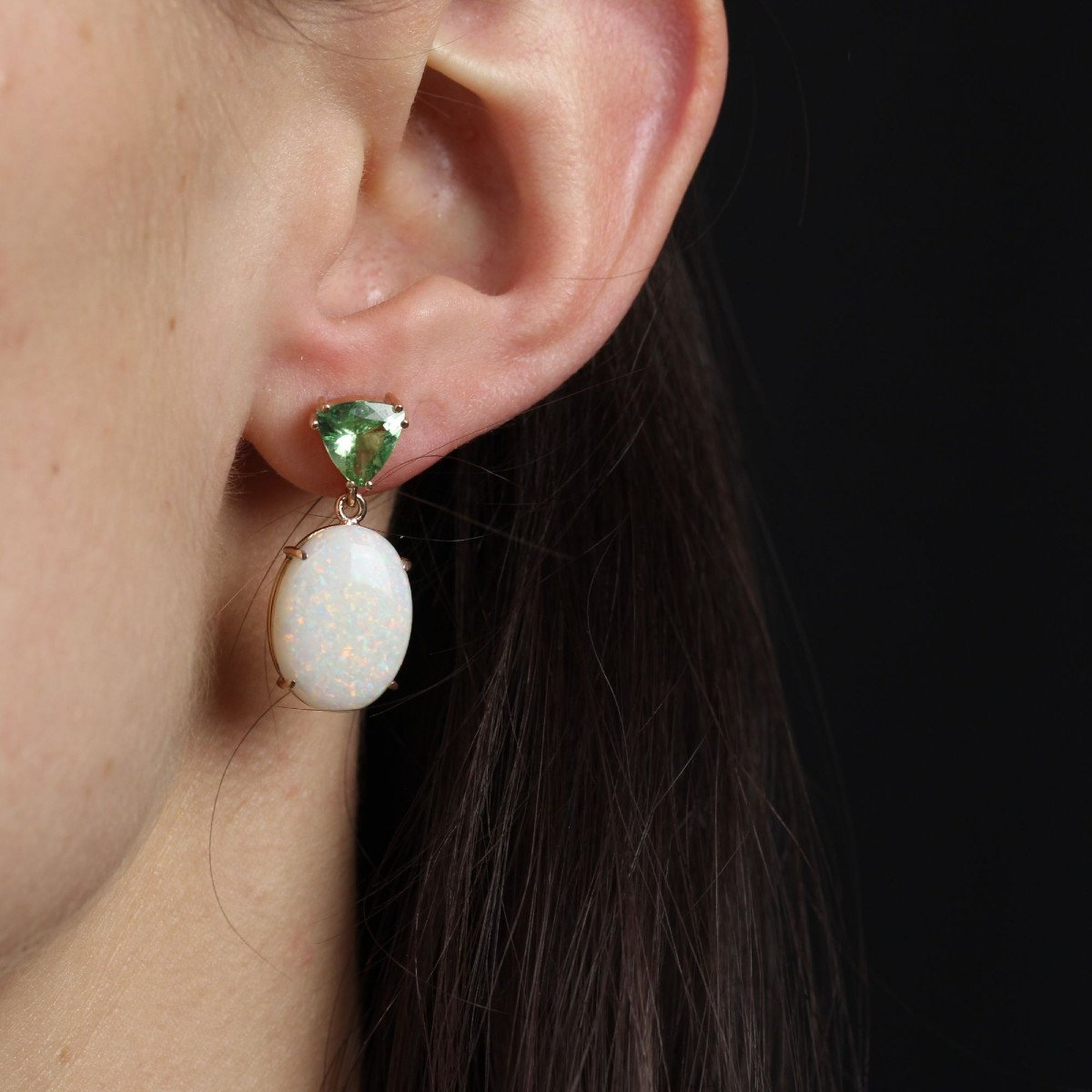 Mint Garnet And Australian Opal Earrings-photo-3