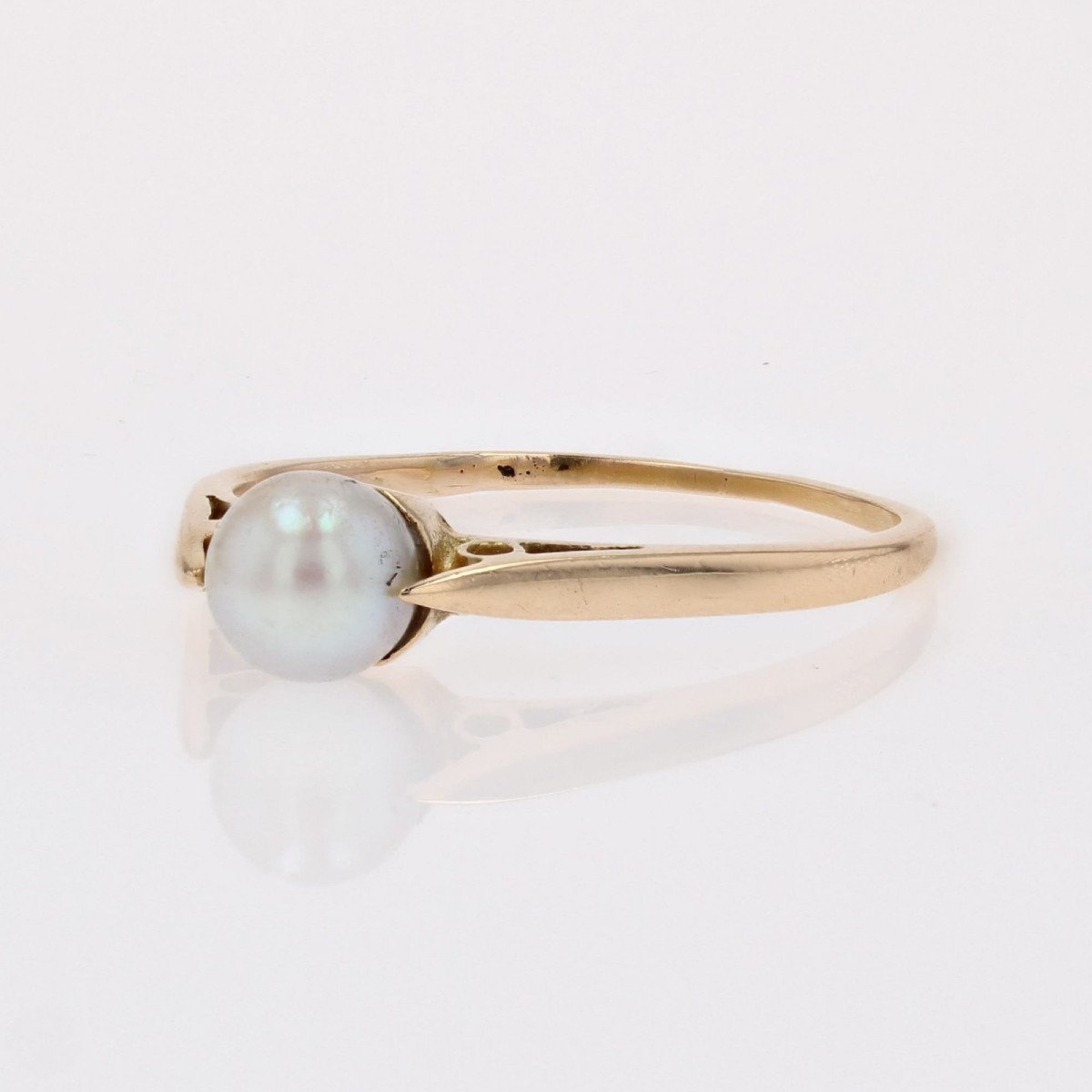 Solitaire Yellow Gold Cultured Pearl-photo-3