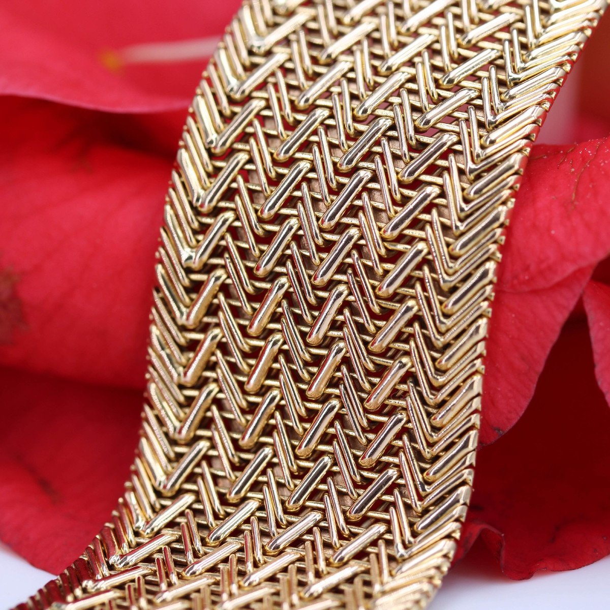 Bracelet En Or Jaune Maille Sergée-photo-3