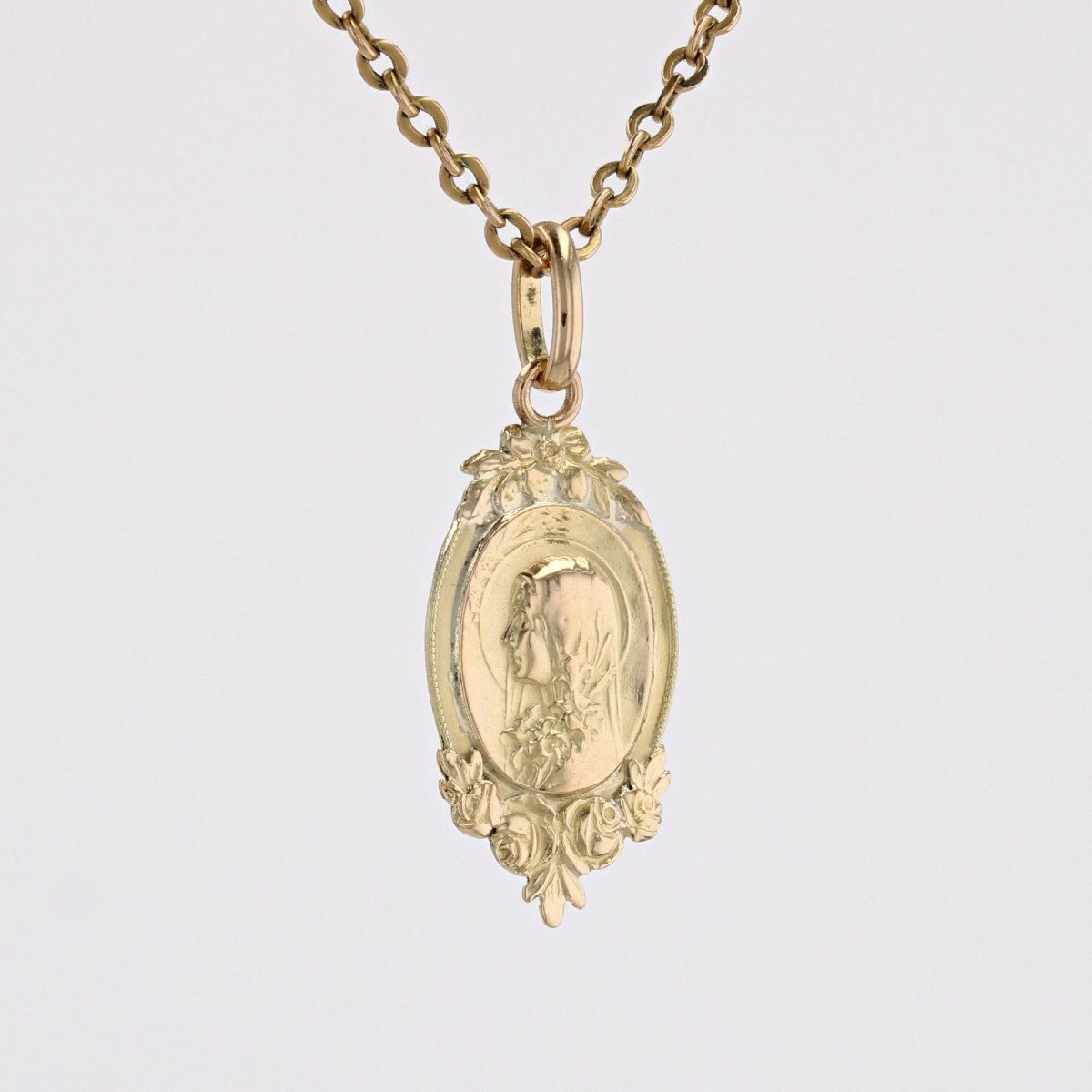Old Yellow Gold Saint Therese Pendant-photo-1