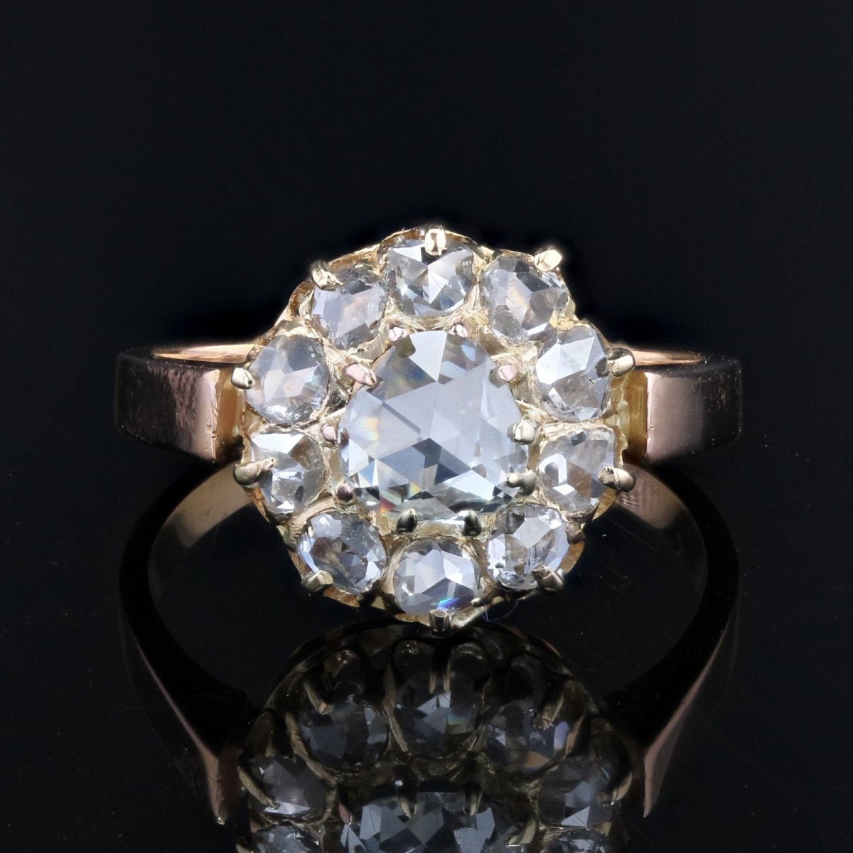 Antique Rose Cut Diamond Marguerite Ring-photo-1