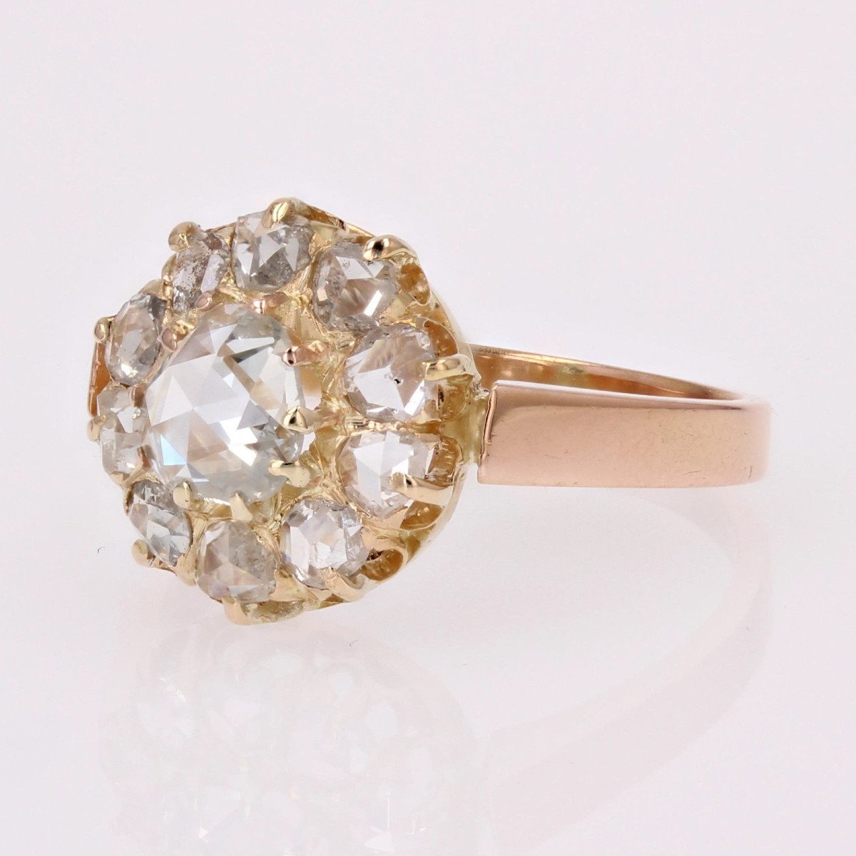 Antique Rose Cut Diamond Marguerite Ring-photo-5